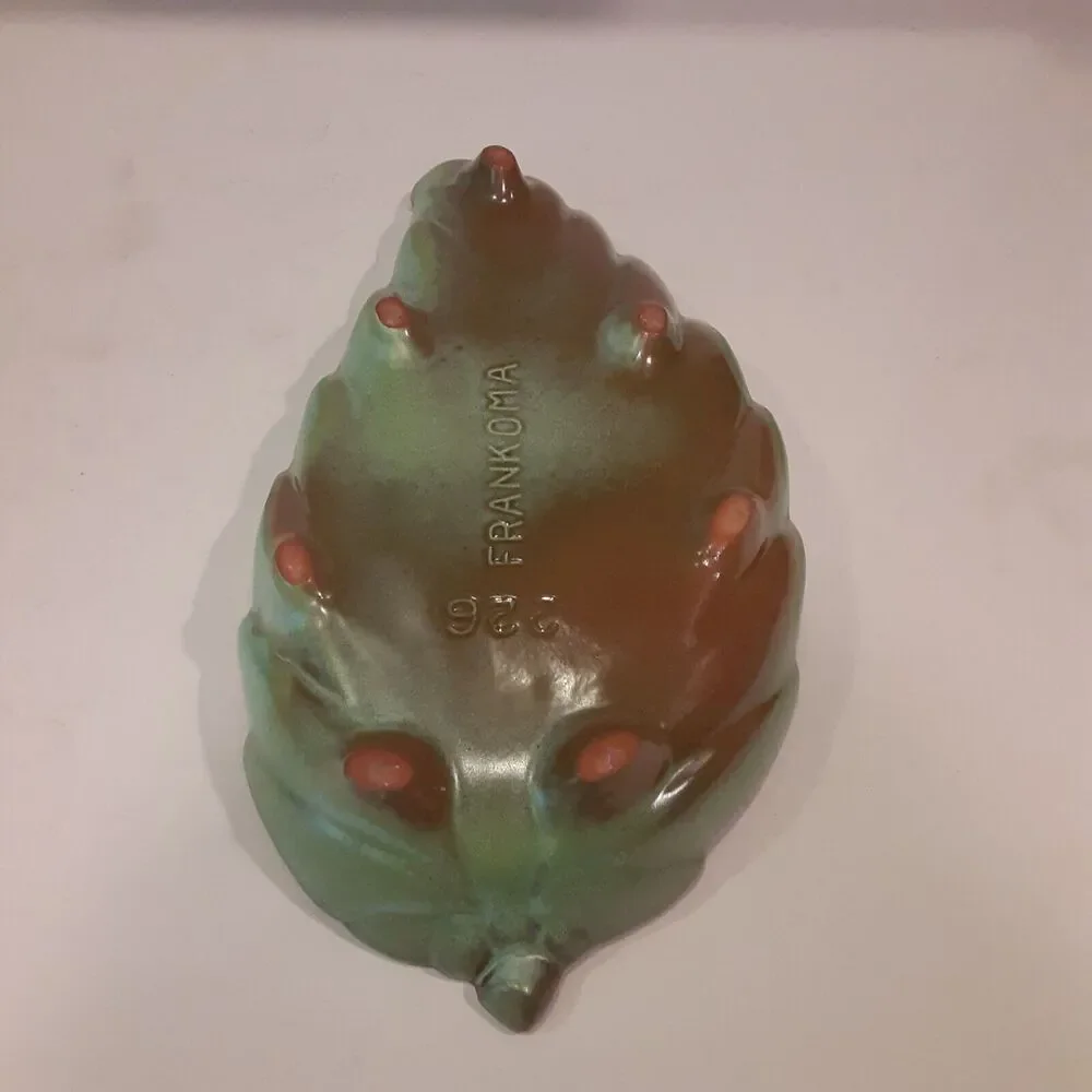 Vintage Frankoma Pottery #226 Prairie Green Leaf Dish Decorative